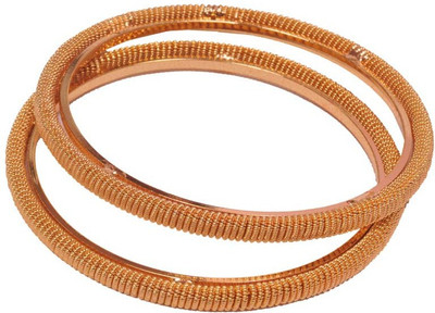 29% OFF on PFJ PFJ0020 Brass, Copper 24K Yellow Gold Plated Bangle Set Pack of 2