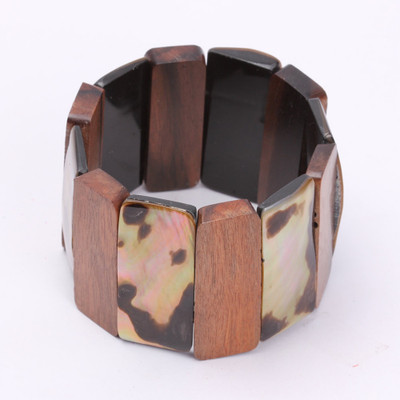 30% OFF on KhoobSurati Sober Alternating Pattern Wood Bracelet