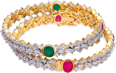 14% OFF on Swarnaratnam Princess Delight Silver Rhodium Plated Bangle Set Pack of 2