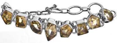 Exotic India Faceted Sterling Silver Citrine Bracelet