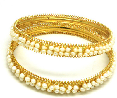 45% OFF on Ops Alloy Pearl Yellow Gold Plated 21 Bangle Set Pack of 2