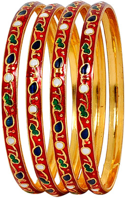 50% OFF on Maayra Adorable Meenakari Brass Enamel Plated Bangle Set Pack of 4