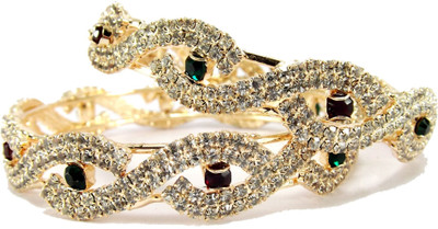 50% OFF on Aria Alloy Cubic Zirconia 18K Rose Gold Plated 18 Bangle Set Pack of 2