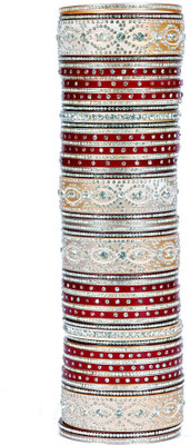 69% OFF on Absolute Shringaar Beautiful Women Bridal Acrylic Rhodium Plated Bangle Set Pack of 72