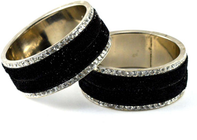 11% OFF on Vidhya Kangan Black Brass Crystal Rhodium Plated Bangle Set Pack of 2