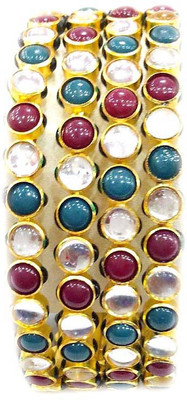 51% OFF on Jewar Mandi Latest Jewellery Alloy Cubic Zirconia Rhodium Plated Bangle Set Pack of 4