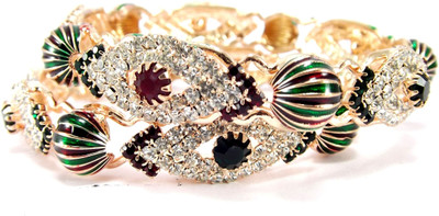 50% OFF on Aria Alloy Cubic Zirconia 18K Rose Gold Plated 18 Bangle Set Pack of 2