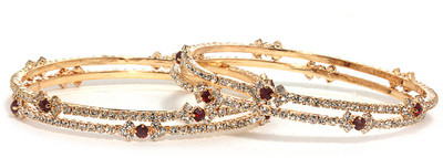 Bindhani Mayur Alloy Cubic Zirconia 22K White Gold Plated Bangle Set Pack of 2 Bindhani Mayur Alloy Cubic Zirconia 22K White Gold Plated Bangle Set Pack of 2