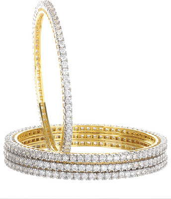 37% OFF on Treasure Trove Royal Collection Silver Zircon Yellow Gold Plated Bangle Set Pack of 4
