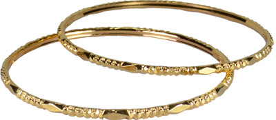 31% OFF on Pearl Paradise Thin Size Design Alloy Yellow Gold Plated Bangle Set Pack of 2