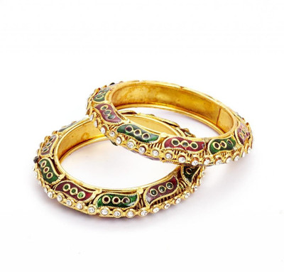 Adhira ADHJan1 Alloy 23K Yellow Gold Plated Bangle Set Pack of 2 Adhira ADHJan1 Alloy 23K Yellow Gold Plated Bangle Set Pack of 2