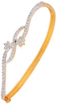 59% OFF on The Jewelbox Wavy Floral Copper Cubic Zirconia Yellow Gold Plated Bracelet