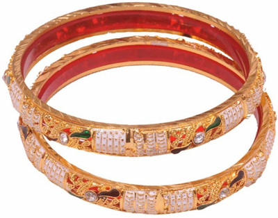 32% OFF on PFJ PFJ0014 Brass, Copper 24K Yellow Gold Plated Bangle Set Pack of 2