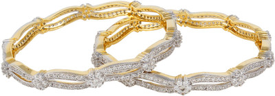 44% OFF on Affinity Beautiful Star CZ Studded Alloy, Silver Cubic Zirconia 22K Yellow Gold Plated Bangle Set Pack of 2