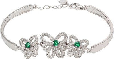 30% OFF on GemLN India Emerald White Bow Sterling Silver Rhodium Plated Bracelet
