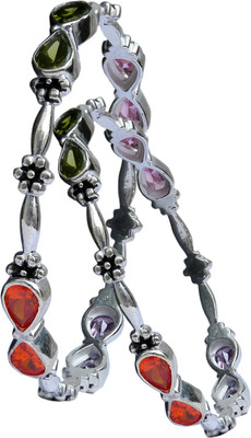 Aman Designer Fashionable Sterling Silver Bangle Set Pack of 2