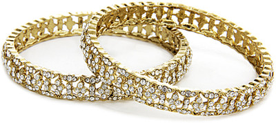 Aamoye Diamond Bangle Set in Gold Finish Alloy Bangle Set Pack of 2