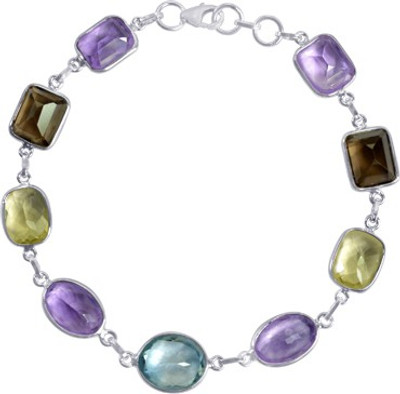 50% OFF on Arsh Crown Sky Dominion BR1254 Sterling Silver Topaz, Amethyst, Quartz Sterling Silver Plated Bracelet