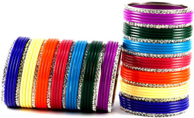 15% OFF on Vidhya Kangan Multicolor Brass Crystal Rhodium Plated Bangle Set Pack of 72