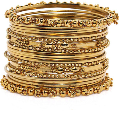 59% OFF on Bindhani Bridal Brass Yellow Gold Plated Bangle Set Pack of 20