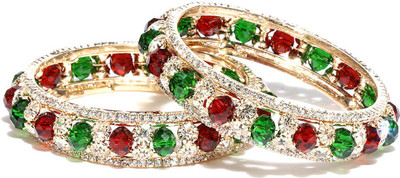 55% OFF on Bindhani Bridal Alloy Cubic Zirconia Bangle Set Pack of 2