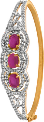 63% OFF on Alysa K036016 Copper, Brass Cubic Zirconia 18K Yellow Gold, Rhodium Plated Bracelet