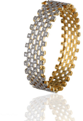 Alysa Kulshreshtha Alloy, Silver Cubic Zirconia 18K Yellow Gold, Rhodium Plated Bangle