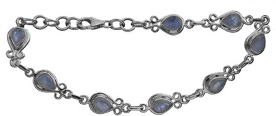 Exotic India Pear Shape Sterling Silver Moonstone Bracelet