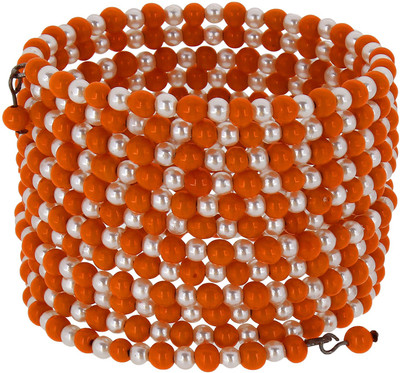44% OFF on Laron Handicrafts Orenge Pearly Beaded spiral Glass Bangle