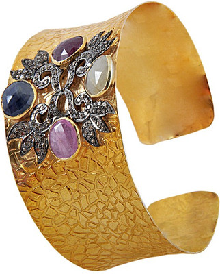 5% OFF on Nikhil Silver Arts Evening Shine Silver Sapphire Cuff