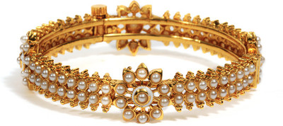 Bindhani Uber Green Alloy 10K White Gold Plated Bracelet