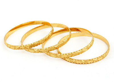 39% OFF on Ethnic Jewels Brass 14K Yellow Gold Plated Bangle Set Pack of 4