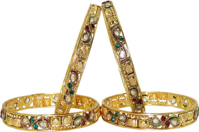 41% OFF on Anjan Glorious Antique Golden Alloy Bangle Set Pack of 4