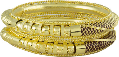 53% OFF on Tanya Fashion Jewelry Gold Color Pola Metal Bangle Set Pack of 2