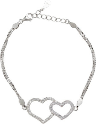 30% OFF on GemLN India Heart Duet Sterling Silver Rhodium Plating Bracelet
