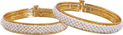 Krishna Pearls & Jewellers Pearl Alloy Bangle Pack of 2 Krishna Pearls & Jewellers Pearl Alloy Bangle Pack of 2