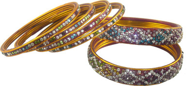 55% OFF on Abqa Hydrabadi Bangle Womens Delight Lac Zircon Bangle Set Pack of 6