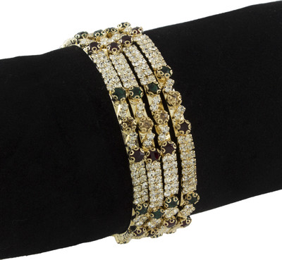 62% OFF on Tanya Fashion Jewelry Beautiful Multicolor Metal Crystal Bangle Set Pack of 4