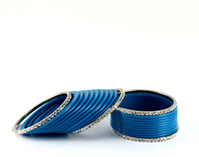 14% OFF on Vidhya Kangan Turquoise Brass Crystal Rhodium Plated Bangle Set Pack of 22