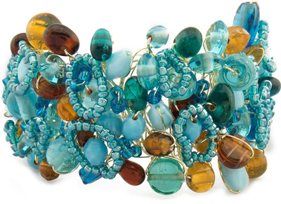 Blueberry Glass, Metal Bracelet Blueberry Glass, Metal Bracelet