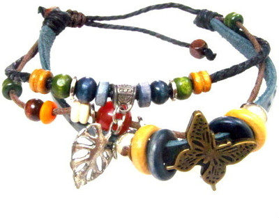 61% OFF on Pllanet Gold Stylish Leather Bracelet