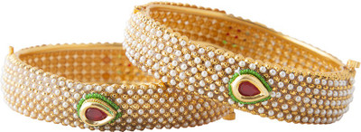 66% OFF on Aaina Polki Copper Yellow Gold Plated Bangle Set Pack of 2