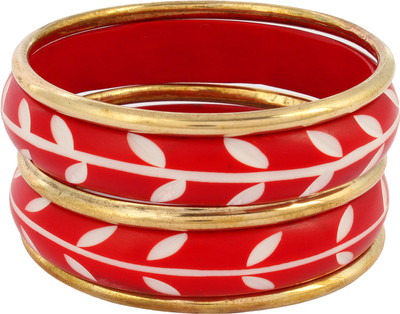 40% OFF on Laron Handicrafts Red Carved Ethanic Resin Bangle Set Pack of 5
