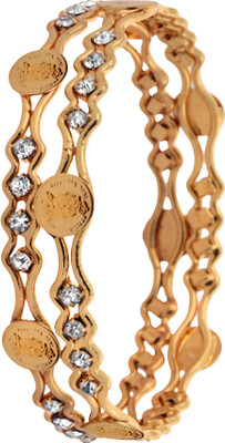 55% OFF on Fashion Fusion Vasilisa Alloy Yellow Gold Plated Bangle Set Pack of 2