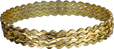 70% OFF on Pearl Paradise Spiral Pattern Alloy Yellow Gold Plated Bangle Set Pack of 4