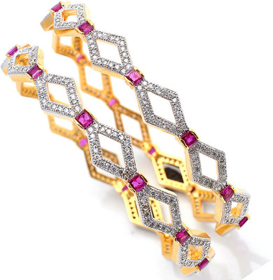 40% OFF on Sagun Stylish Brass Rhodium Plated Bangle Pack of 2