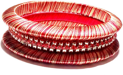 38% OFF on Laron Handicrafts Red Mix Threaded Silk Dori Bangle Set Pack of 3