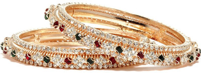 Bindhani Gold Plated Alloy Cubic Zirconia 10K White Gold Plated Bangle Set Pack of 2 Bindhani Gold Plated Alloy Cubic Zirconia 10K White Gold Plated Bangle Set Pack of 2