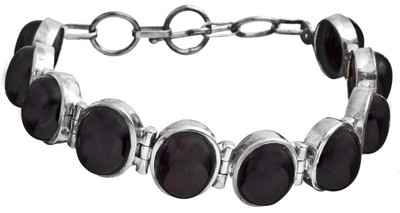 Exotic India Designer Sterling Silver Onyx Bracelet
