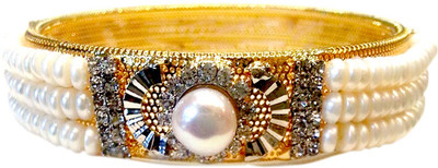 40% OFF on Sri Kapi Pearls beautiful pearls white single Alloy Yellow Gold Plated Bangle